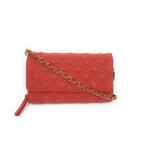Big Buddah Diamond Quilted Crossbody Shoulder Bag in Coral Chain Strap